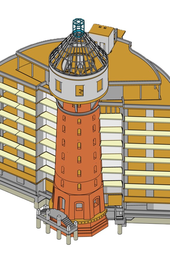 Wasserturm - Isometrie von Süden Wasserturm - Isometrie von Süden